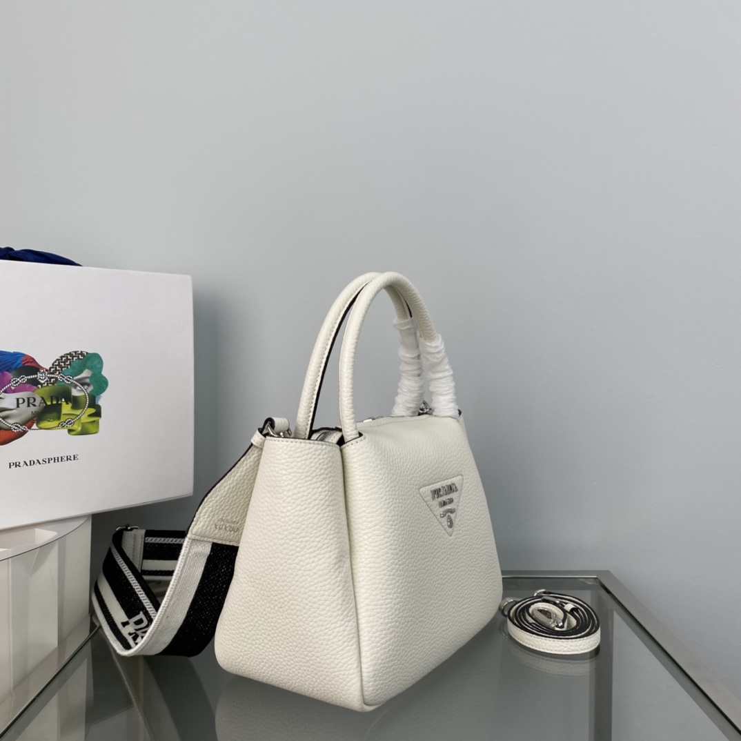 Prada Small Leather Shoulder Bag Handbag White 1BC145